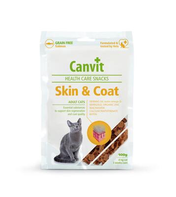 تشویقی گربه کانویت Canvit مدل پوست و مو Skin Coat وزن 100 گرم