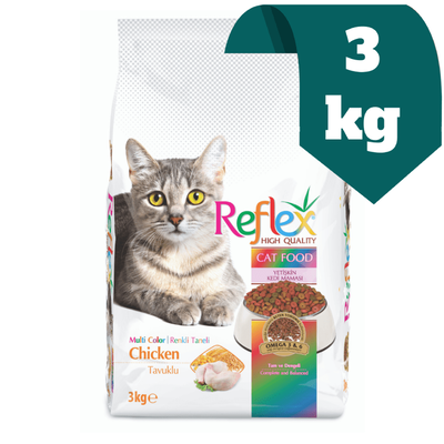 غذای خشک گربه رفلکس Reflex مولتی کالر با طعم مرغ و برنج 3 کیلویی