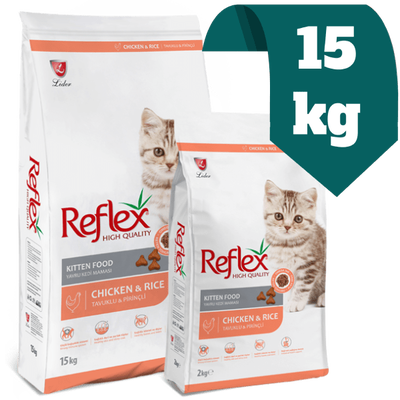 غذای خشک بچه گربه رفلکس Reflex با طعم مرغ و برنج 15 کیلویی