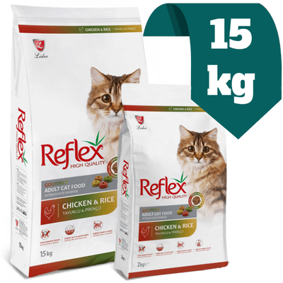 غذای خشک گربه مولتی کالر رفلکس Reflex با طعم مرغ و برنج 15 کیلویی