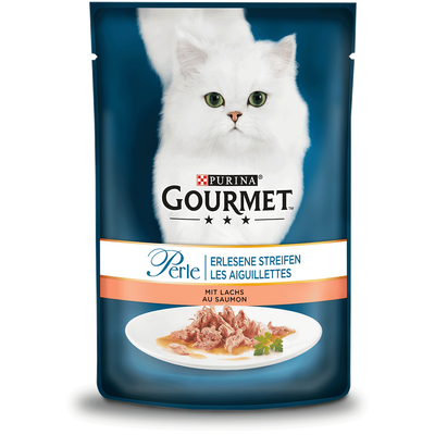 غذای پوچ گربه گورمه Gourmet با طعم ماهی قزل آلا وزن 85 گرم