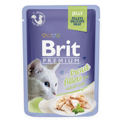 غذای پوچ گربه بریت Brit با طعم ماهی ژله ای وزن 85 گرم